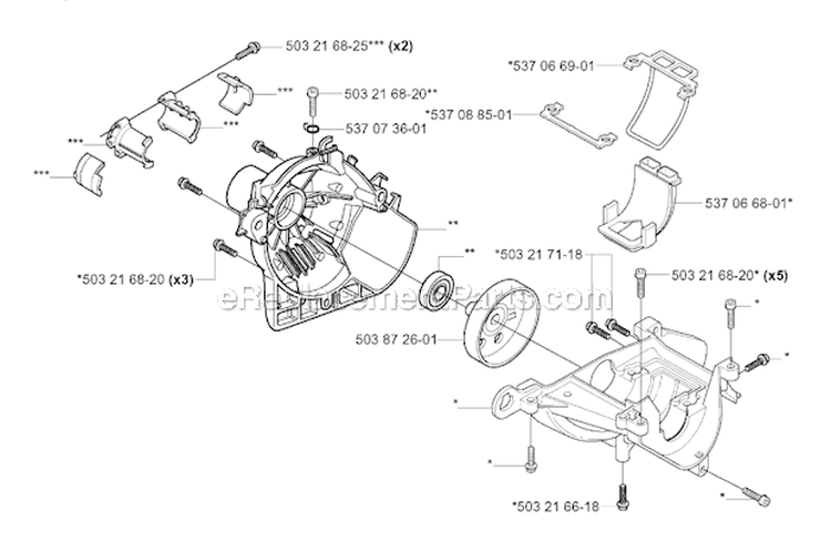 Crankcase Diagram and Parts List for 326RX 2004-03 Husqvarna Brush Cutter