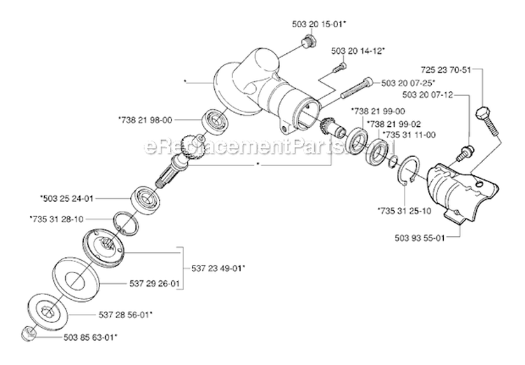 Bevel Gear Diagram and Parts List for 326RX 2006-04 Husqvarna Brush Cutter