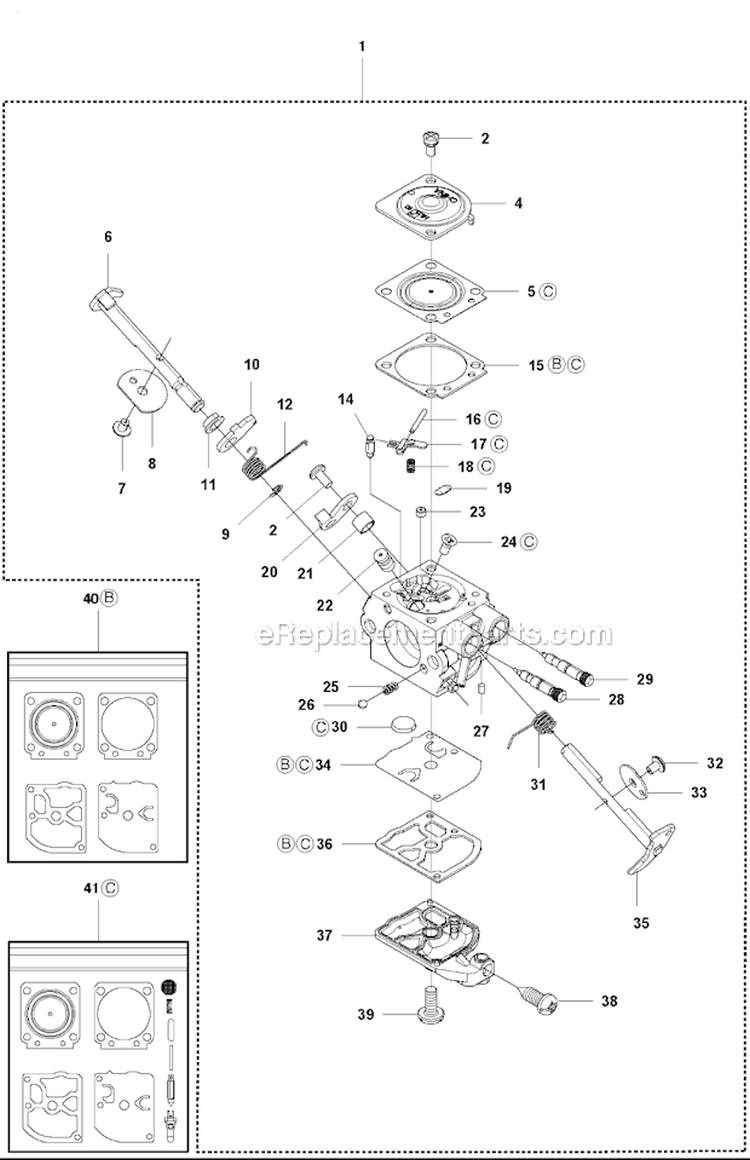 Carburetor Diagram and Parts List for 326RX 2006-04 Husqvarna Brush Cutter