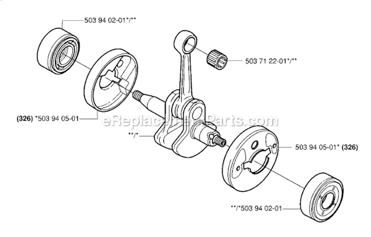 Crankshaft Diagram and Parts List for 326RX 2006-04 Husqvarna Brush Cutter