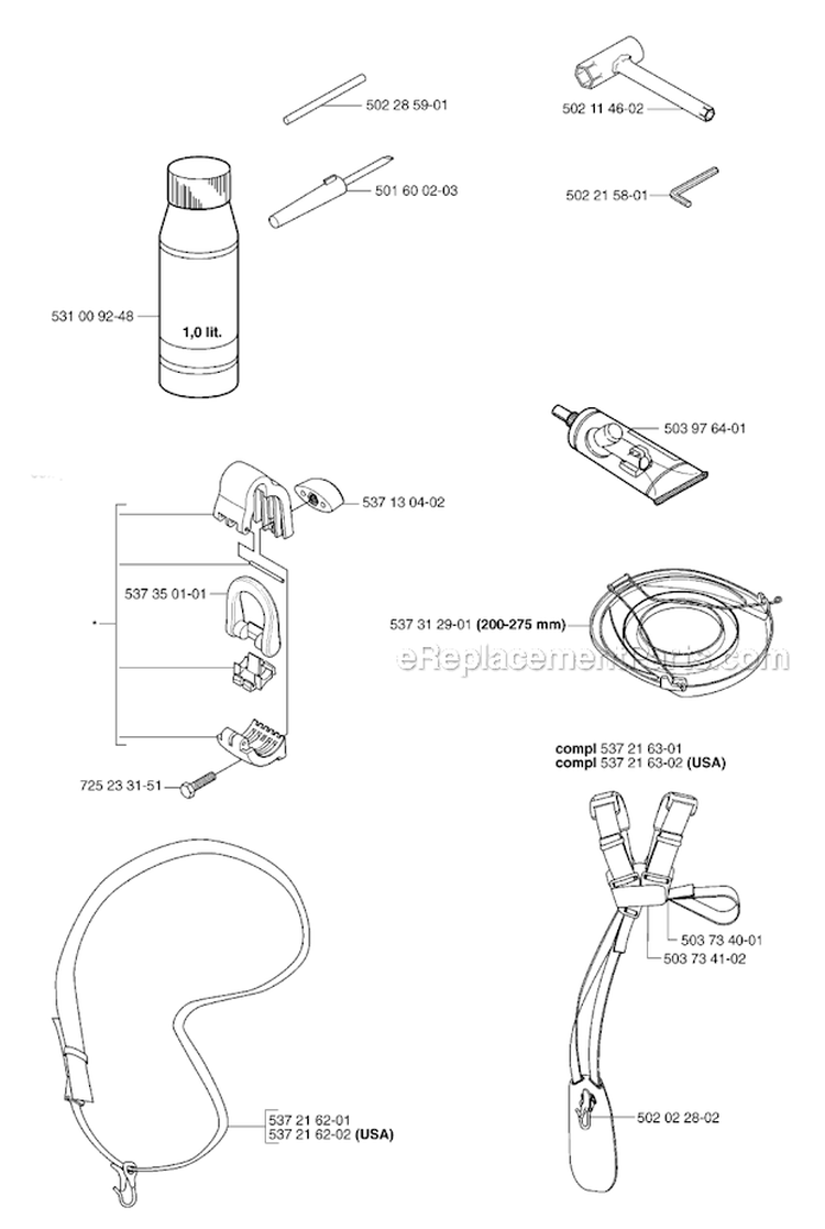 Accessories 1 Diagram and Parts List for 326RX 2007-01 Husqvarna Brush Cutter