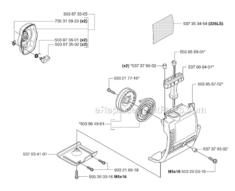 Starter 1 Diagram and Parts List for 326RX 2007-01 Husqvarna Brush Cutter