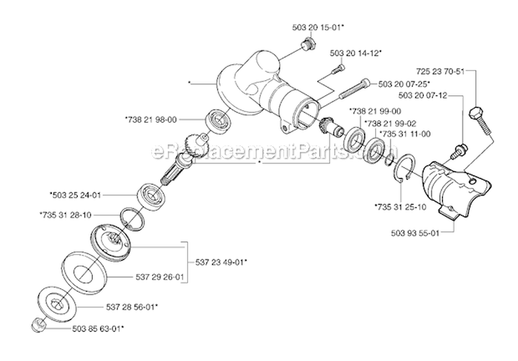 Bevel Gear Diagram and Parts List for 326RX 2007-01 Husqvarna Brush Cutter