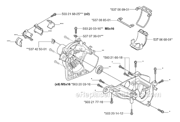 Crankcase Diagram and Parts List for 326RX 2007-01 Husqvarna Brush Cutter