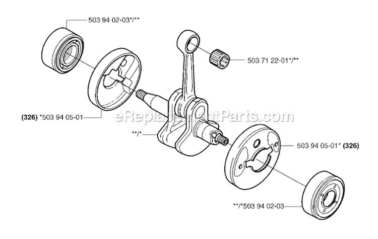 Crankshaft Diagram and Parts List for 326RX 2007-01 Husqvarna Brush Cutter