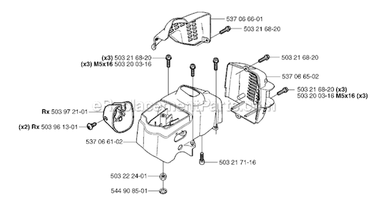 Cylinder Cover Diagram and Parts List for 326RX 2007-01 Husqvarna Brush Cutter