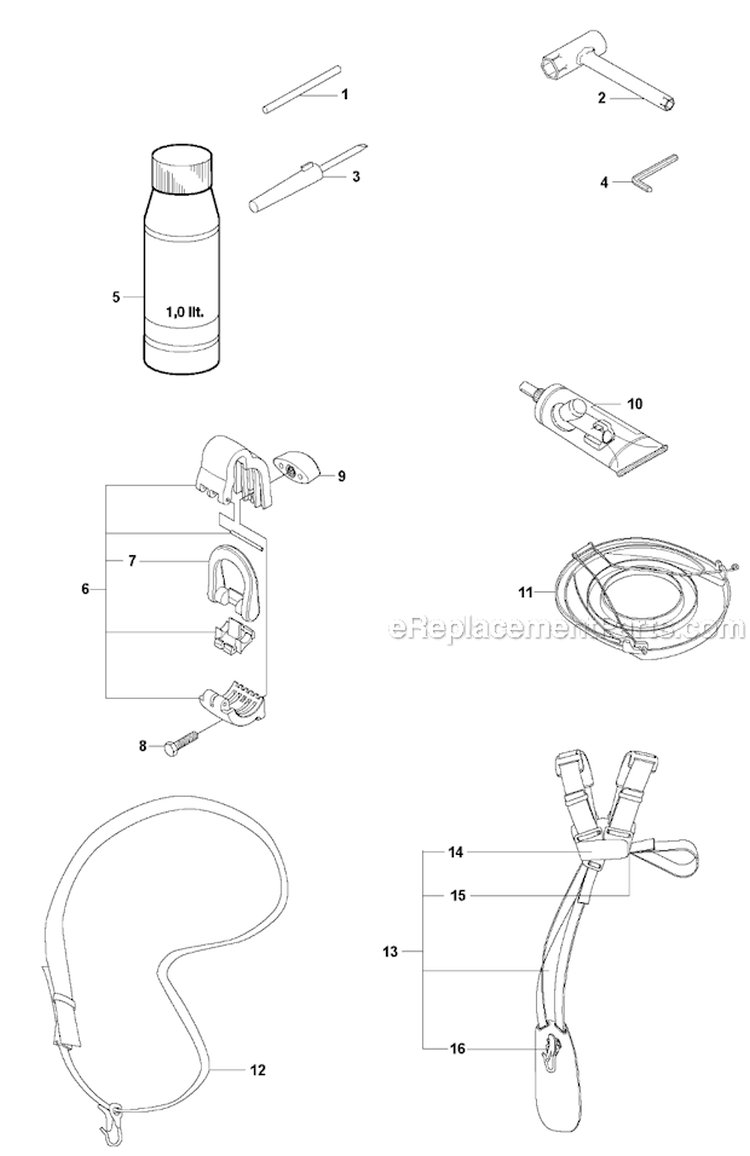 Accessories 1 Diagram and Parts List for 326RX 2009-05 Husqvarna Brush Cutter