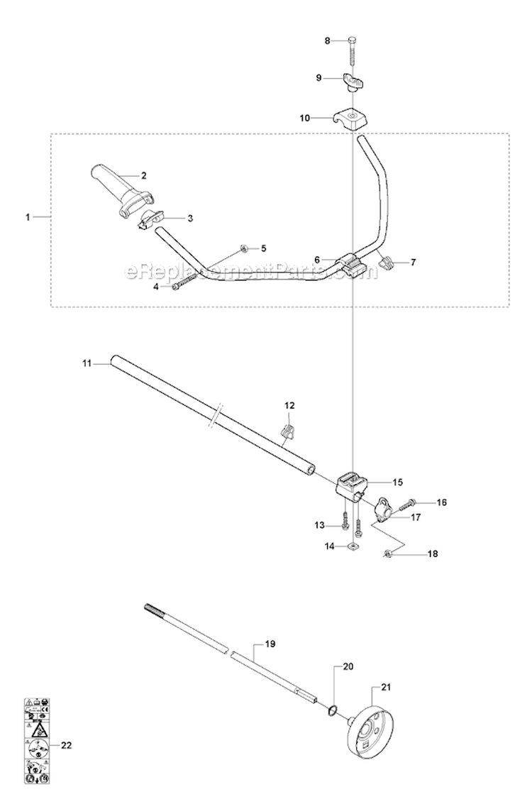 Shaft  Handle 1 Diagram and Parts List for 326RX 2009-05 Husqvarna Brush Cutter