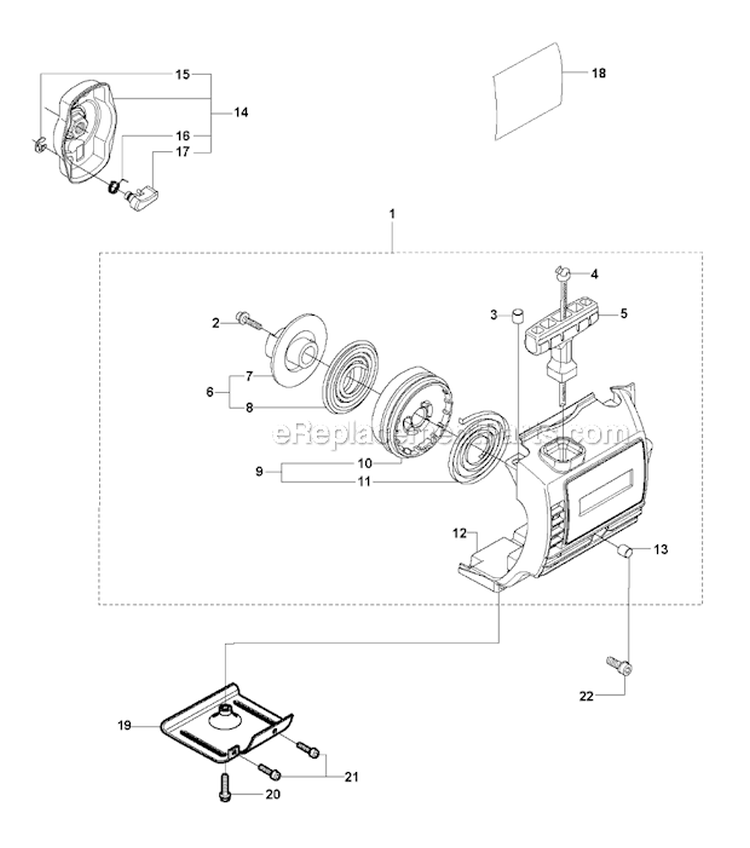 Starter 1 Diagram and Parts List for 326RX 2009-05 Husqvarna Brush Cutter
