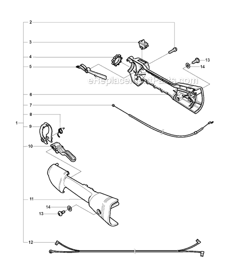 Throttle Controls 1 Diagram and Parts List for 326RX 2009-05 Husqvarna Brush Cutter