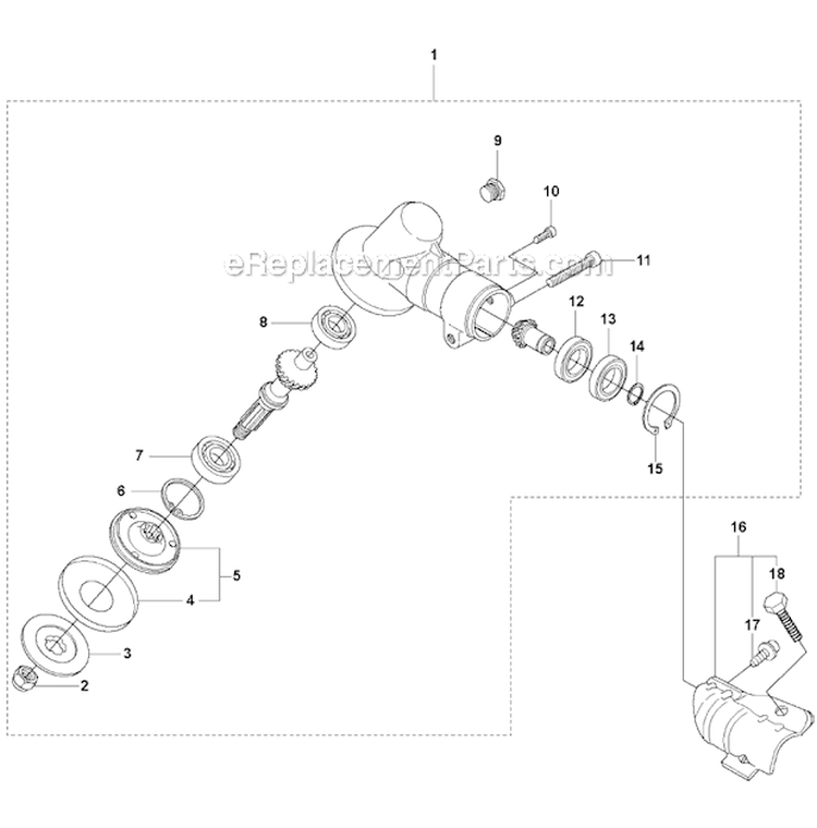 Bevel Gear Diagram and Parts List for 326RX 2009-05 Husqvarna Brush Cutter