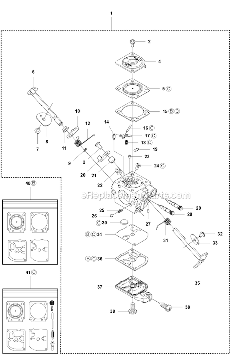 Carburetor Diagram and Parts List for 326RX 2009-05 Husqvarna Brush Cutter