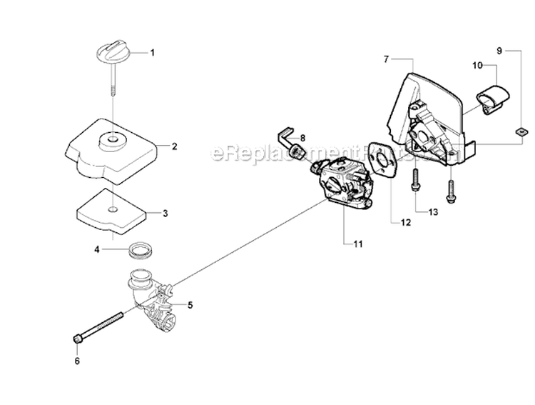 Carburetor  Air Filter Diagram and Parts List for 326RX 2009-05 Husqvarna Brush Cutter