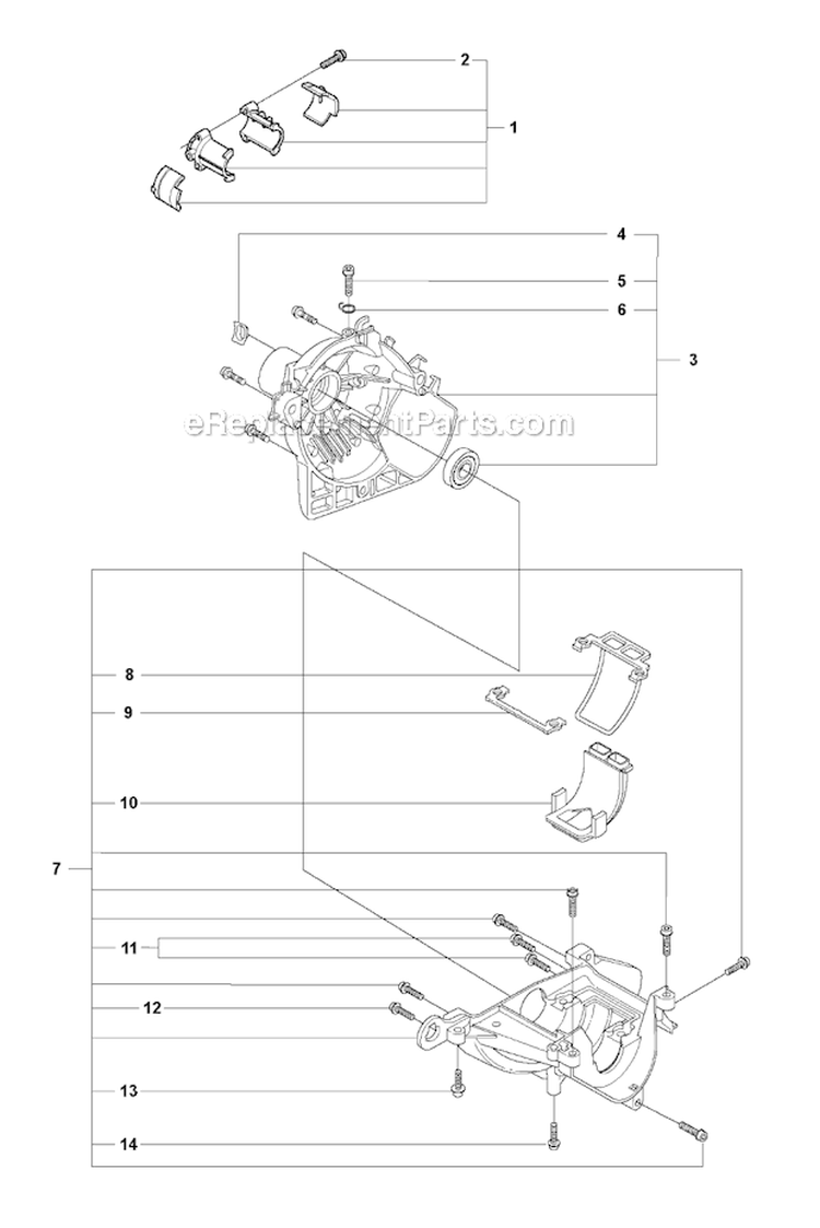 Crankcase Diagram and Parts List for 326RX 2009-05 Husqvarna Brush Cutter
