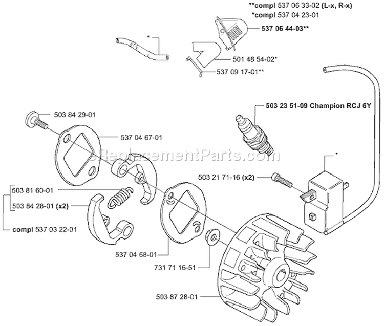 Page L Diagram and Parts List for 326C 326 C 2001-03 Husqvarna Trimmer