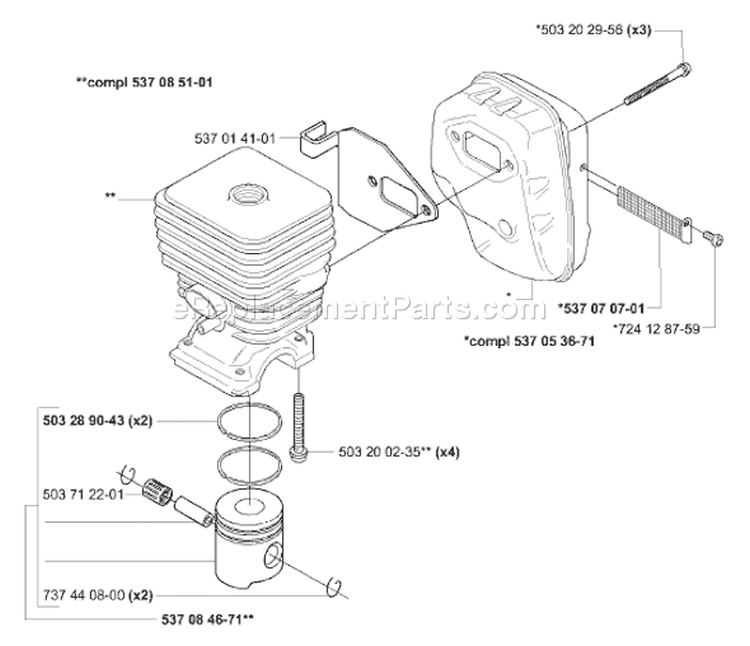 Page J Diagram and Parts List for 326 E X-Series E-Tech 2 -2001-03 Husqvarna Edger