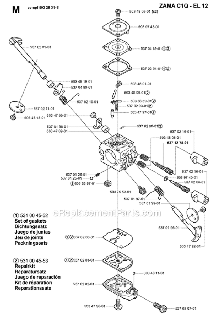 Page C Diagram and Parts List for 326 E X-Series E-Tech 2 -2001-03 Husqvarna Edger