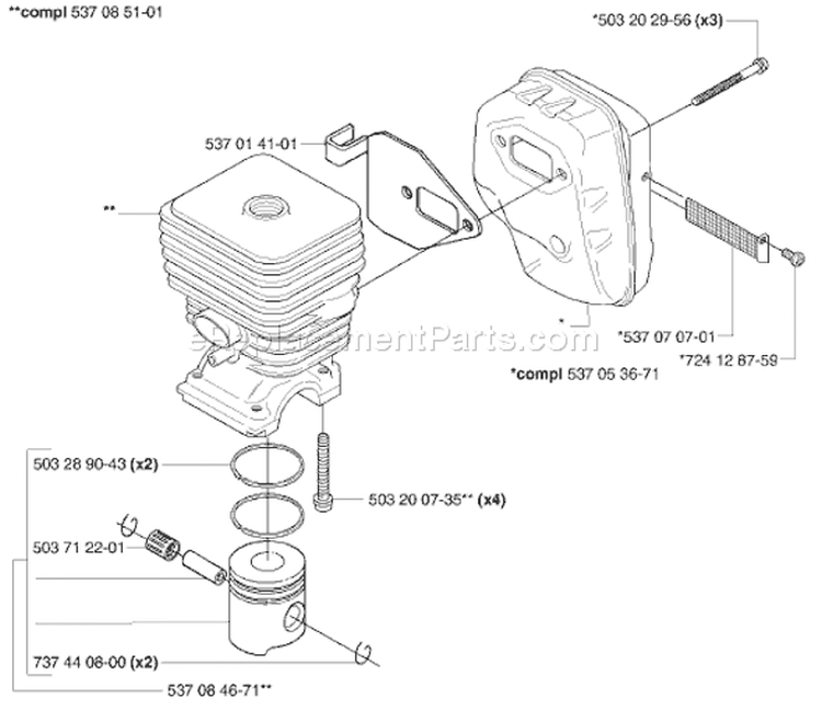 Page J Diagram and Parts List for 326 E X-Series E-Tech 2 -2002-02 Husqvarna Edger