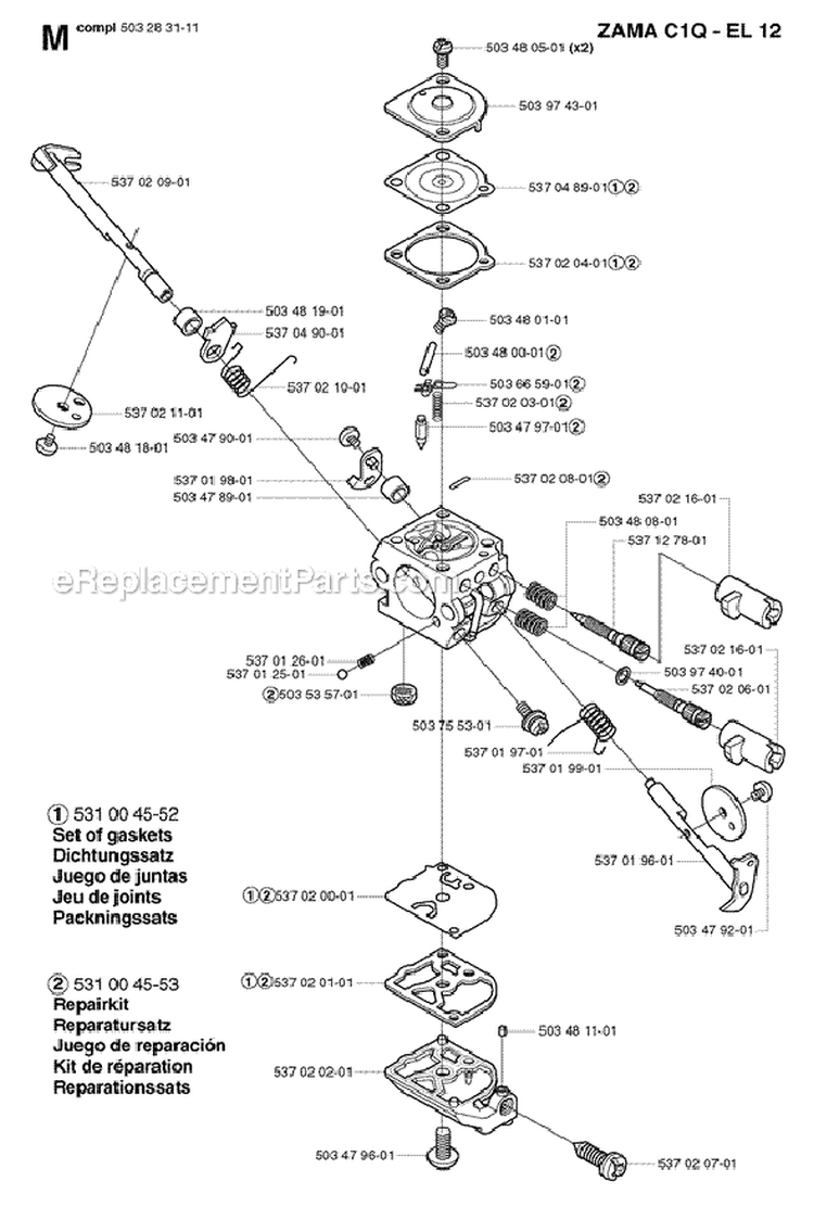 Page C Diagram and Parts List for 326 E X-Series E-Tech 2 -2002-02 Husqvarna Edger