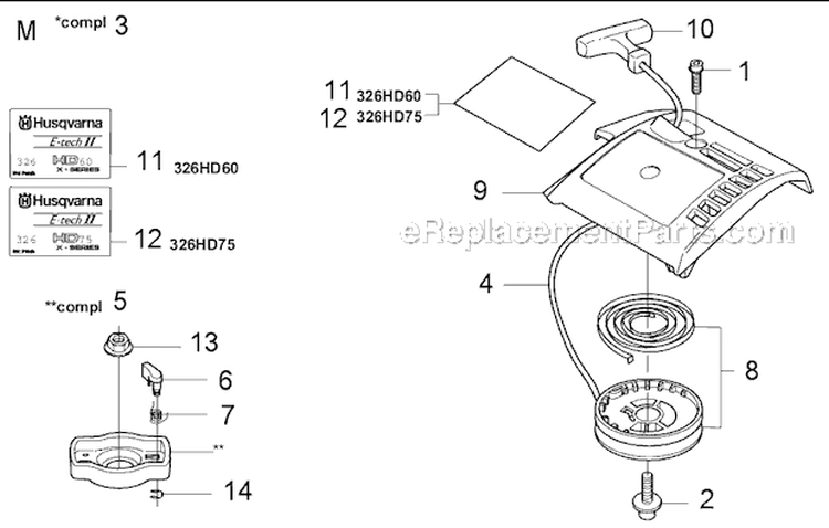 Page M Diagram and Parts List for 326 HD 60 X-Series 2003-01 Husqvarna Hedge Trimmer