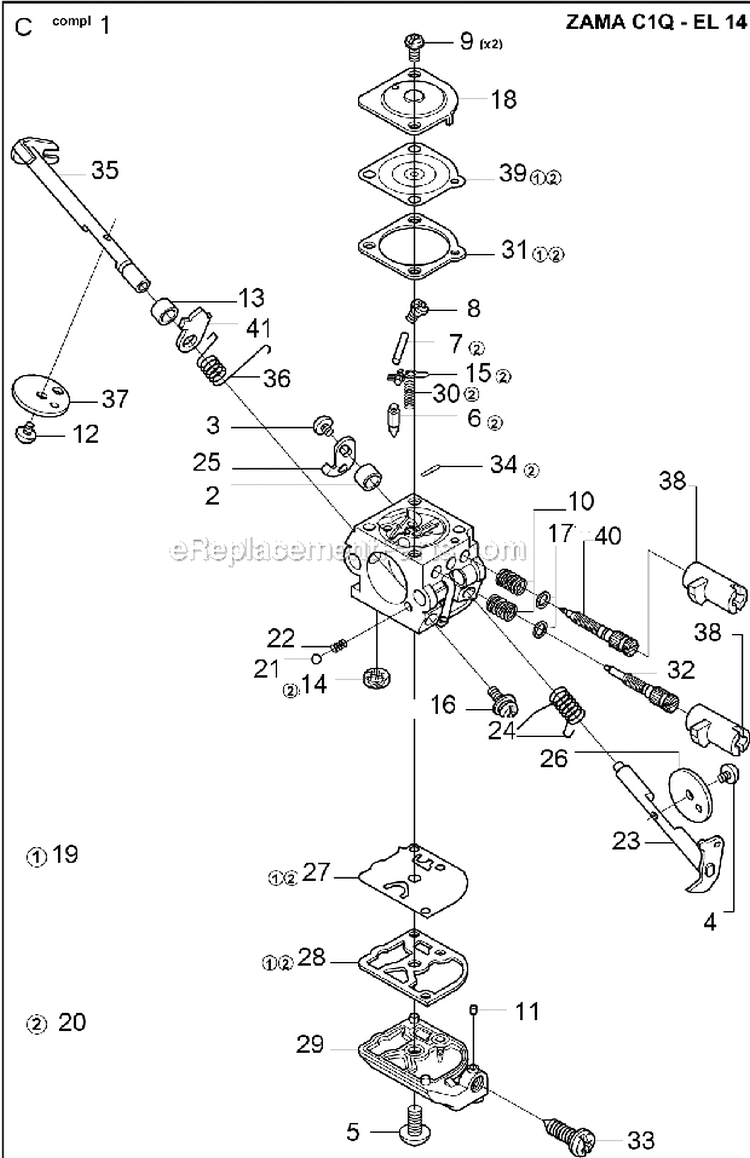 Page C Diagram and Parts List for 326 HD 60 X-Series 2003-01 Husqvarna Hedge Trimmer
