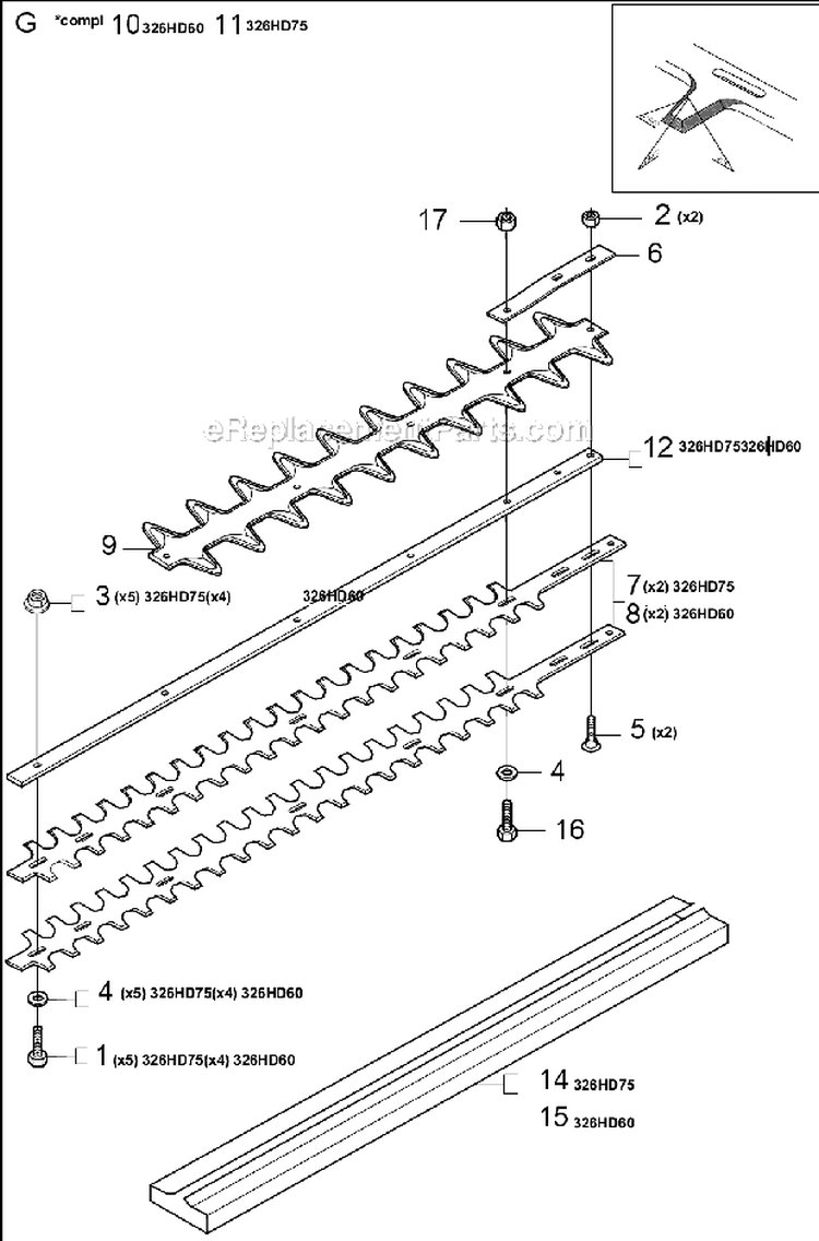 Page G Diagram and Parts List for 326 HD 60 X-Series 2003-01 Husqvarna Hedge Trimmer