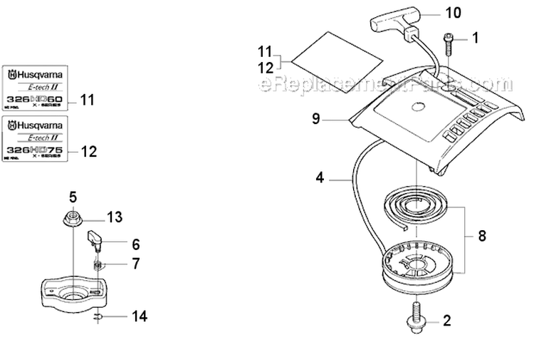 Page M Diagram and Parts List for 326 HD 75 X-Series 2002-02 Husqvarna Hedge Trimmer