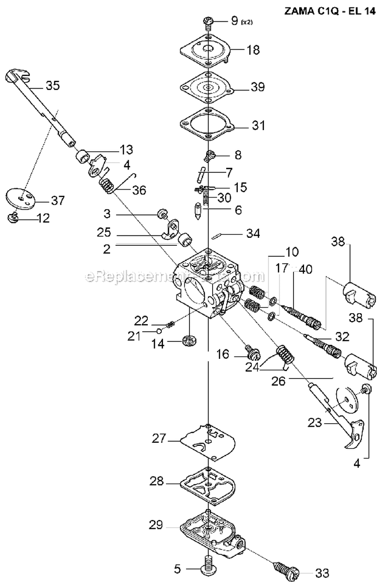 Page C Diagram and Parts List for 326 HD 75 X-Series 2002-02 Husqvarna Hedge Trimmer