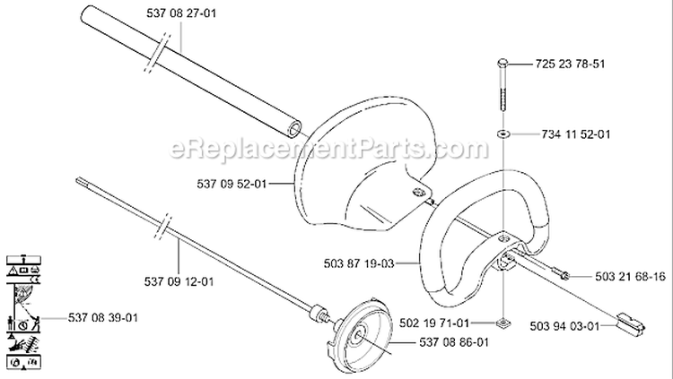 Page J Diagram and Parts List for 326 HE 3 X-Series 2004-01 Husqvarna Hedge Trimmer