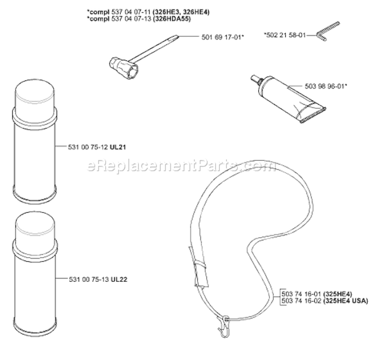 Page A Diagram and Parts List for 326HE4 326 HE 4 E-tech 2 -2001-09 Husqvarna Hedge Trimmer