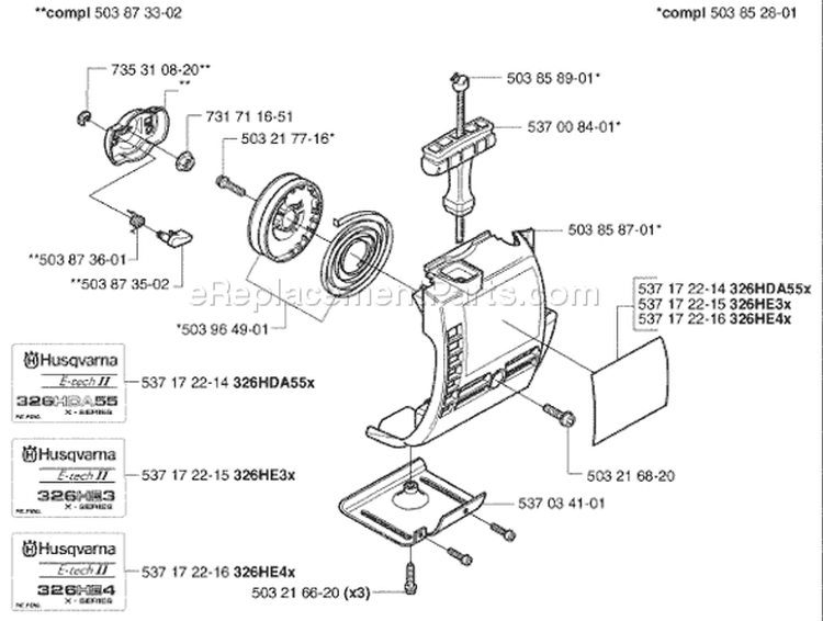 Page N Diagram and Parts List for 326 HE 4 X-Series 2003-01 Husqvarna Hedge Trimmer