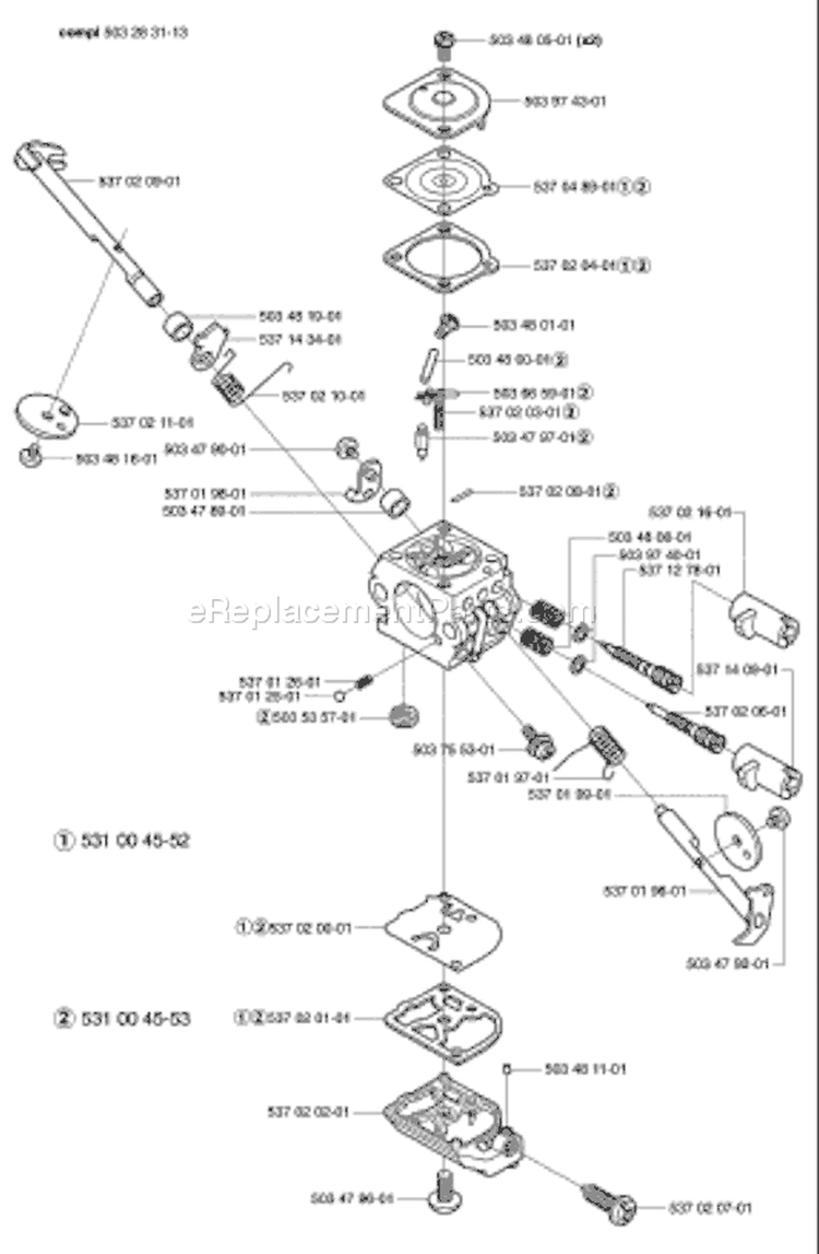 Page C Diagram and Parts List for 326 HE 4 X-Series 2003-01 Husqvarna Hedge Trimmer