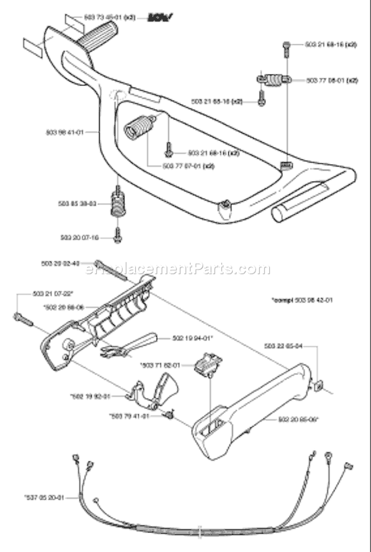 Page J Diagram and Parts List for 326 HS 75 X-Series 2002-01 Husqvarna Hedge Trimmer