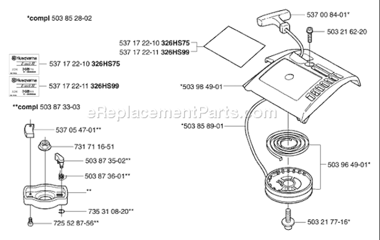 Page M Diagram and Parts List for 326 HS 75 X-Series 2002-01 Husqvarna Hedge Trimmer