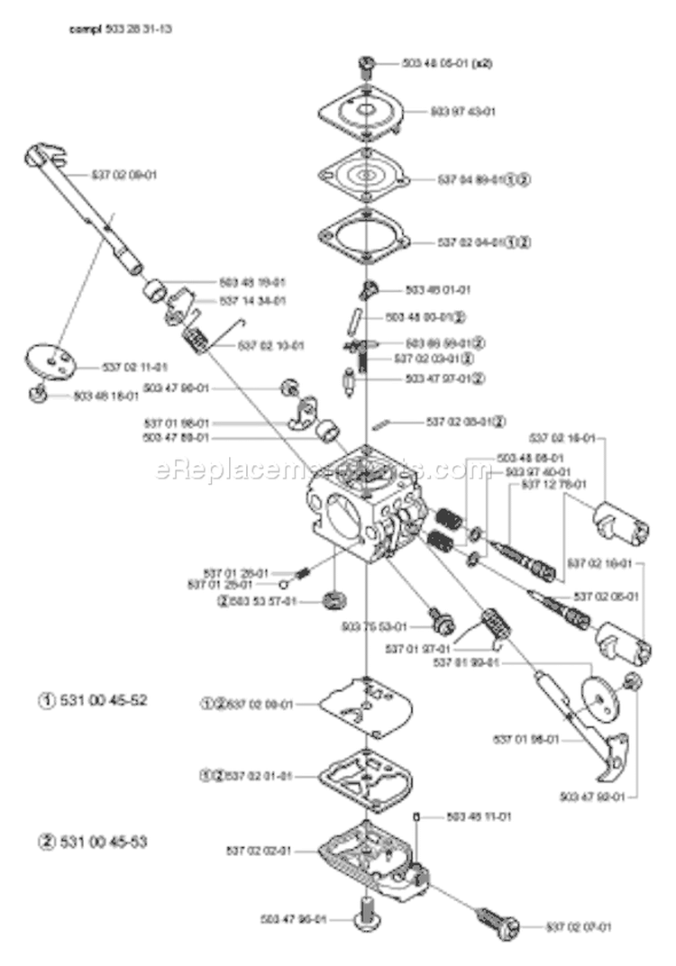Page C Diagram and Parts List for 326 HS 75 X-Series 2003-01 Husqvarna Hedge Trimmer