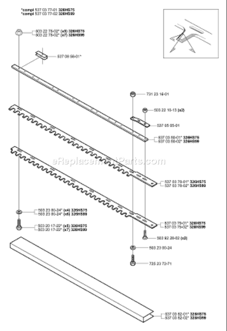 Page G Diagram and Parts List for 326 HS 75 X-Series 2003-01 Husqvarna Hedge Trimmer