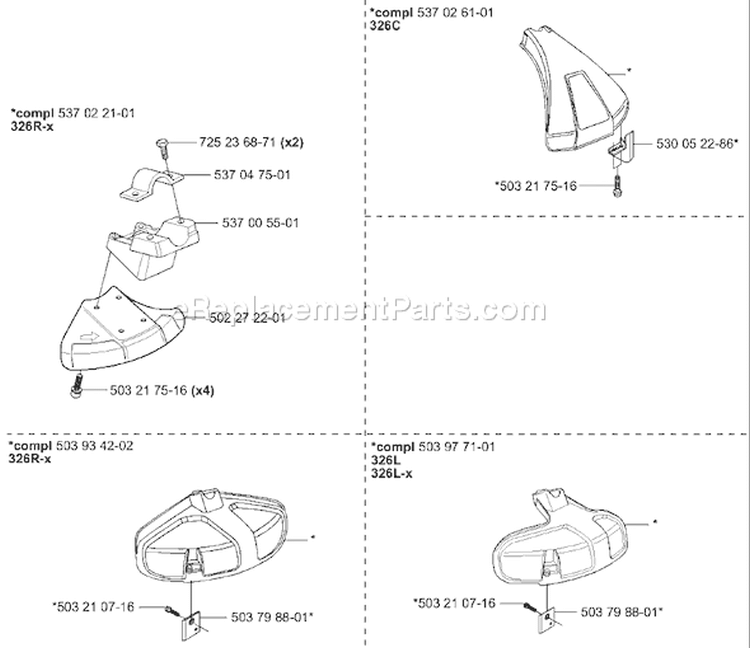Page A Diagram and Parts List for 326C 326 C 2001-03 Husqvarna Trimmer