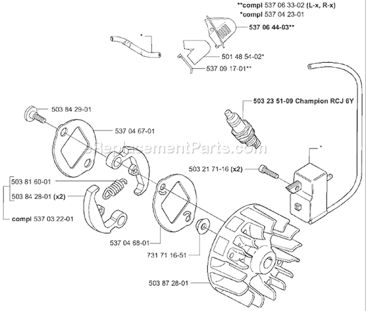 Page K Diagram and Parts List for 326LX 326 LX 2001-03 Husqvarna Trimmer