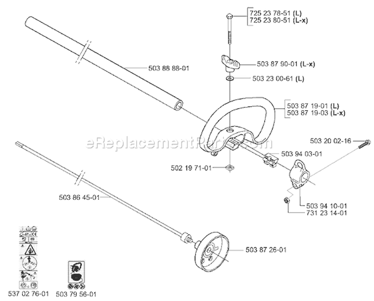 Page L Diagram and Parts List for 326LX 326 LX 2001-03 Husqvarna Trimmer