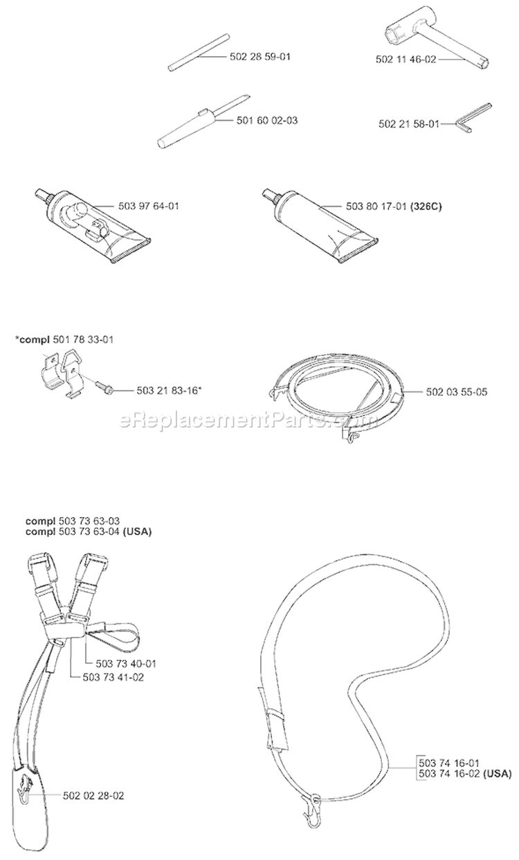 Page B Diagram and Parts List for 326LX 326 LX 2001-03 Husqvarna Trimmer