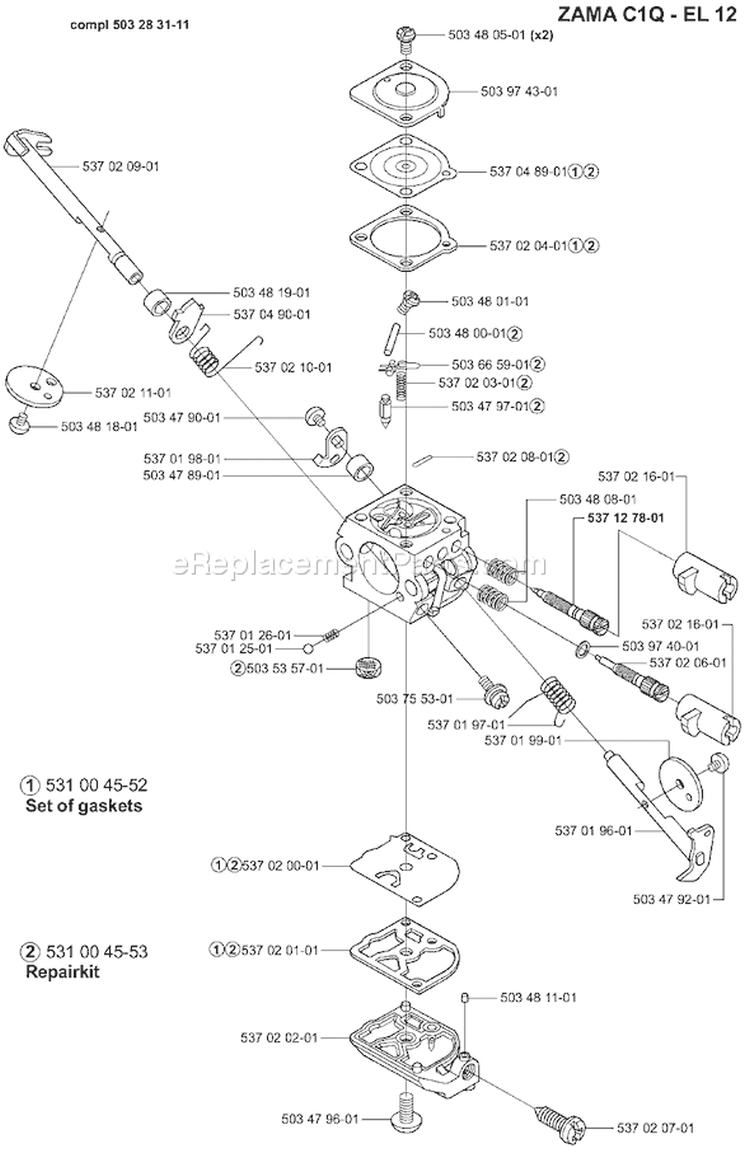 Page D Diagram and Parts List for 326L 326 L 2001-03 Husqvarna Trimmer