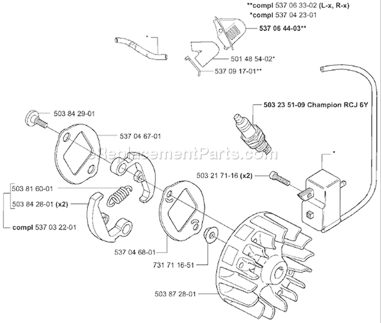 Page F Diagram and Parts List for 326C 326 C 2001-03 Husqvarna Trimmer