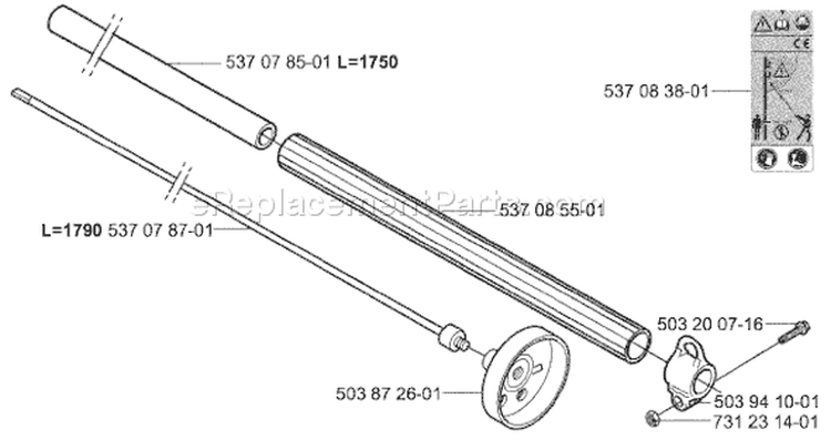 Page J Diagram and Parts List for 326P4 326 P4 2004-06 Husqvarna Pole Saw