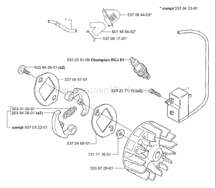 Page J Diagram and Parts List for 326 P4 X-Series 2001-09 Husqvarna Pole Saw