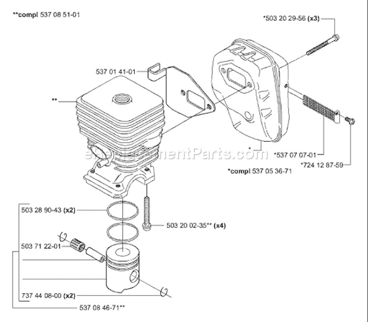 Page K Diagram and Parts List for 326 P4 X-Series 2001-09 Husqvarna Pole Saw