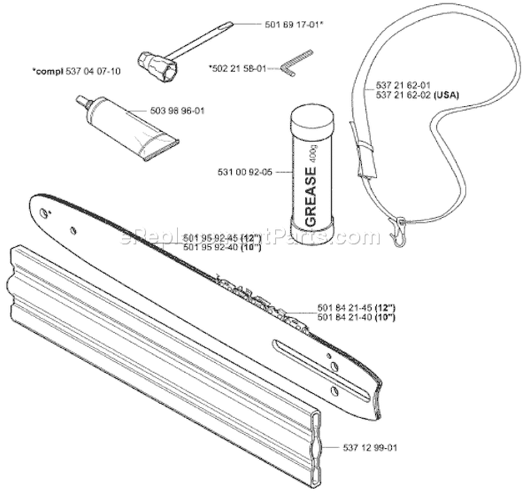 Page A Diagram and Parts List for 326P4 326 P4 2004-06 Husqvarna Pole Saw