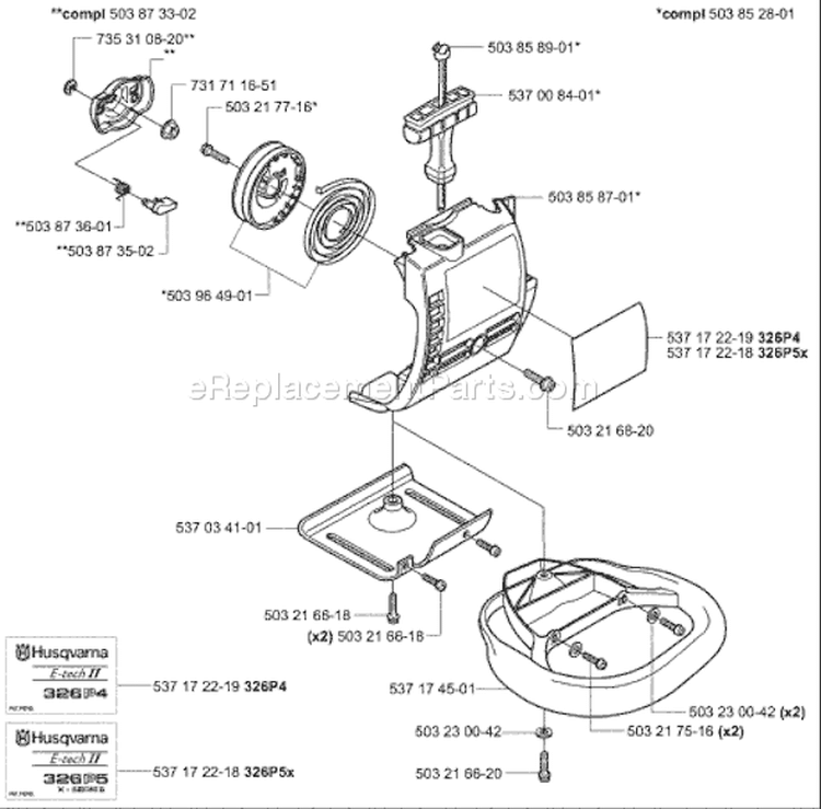 Page K Diagram and Parts List for 326P4 326 P4 2004-06 Husqvarna Pole Saw