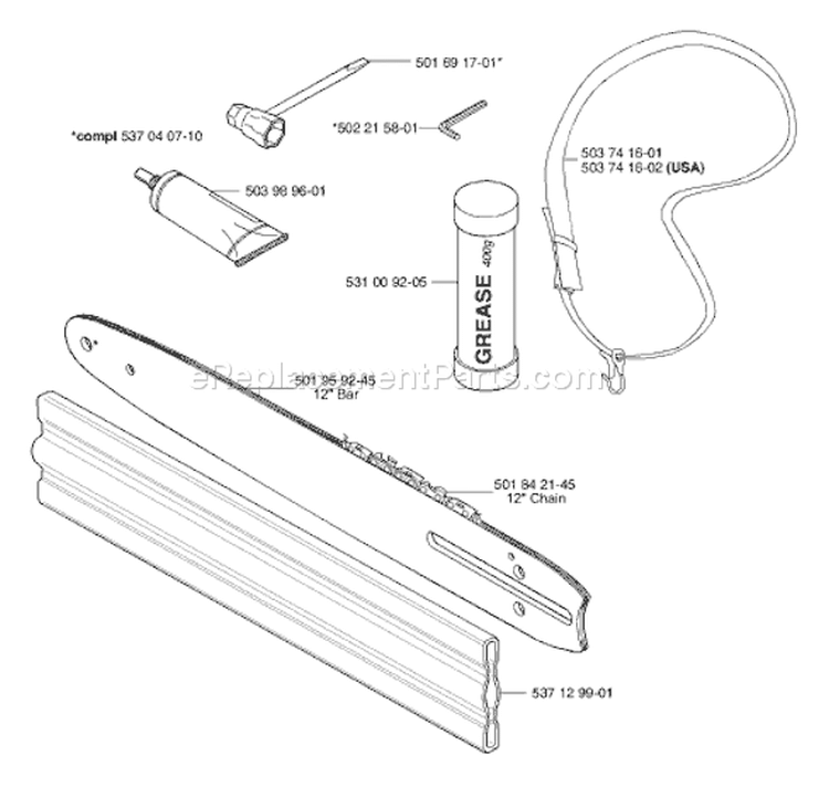 Page A Diagram and Parts List for 326 P5 X-Series 2002-05 Husqvarna Pole Saw