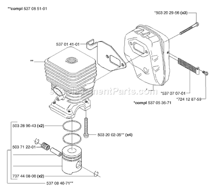 Page J Diagram and Parts List for 326 P5 X-Series 2002-05 Husqvarna Pole Saw