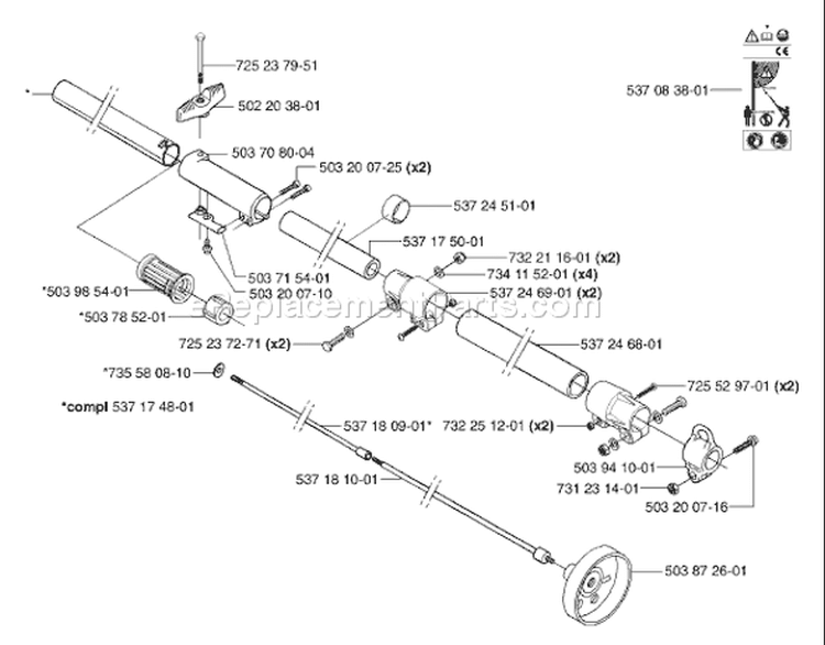 Page K Diagram and Parts List for 326 P5 X-Series 2002-05 Husqvarna Pole Saw